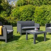 CONJUNTO RATTAN MATILDE ANTRACITE 4 LUGARES CONJUNTO RATTAN MATILDE ANTRACITE 4 LUGARES