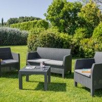 CONJUNTO RATTAN MATILDE ANTRACITE 4 LUGARES CONJUNTO RATTAN MATILDE ANTRACITE 4 LUGARES