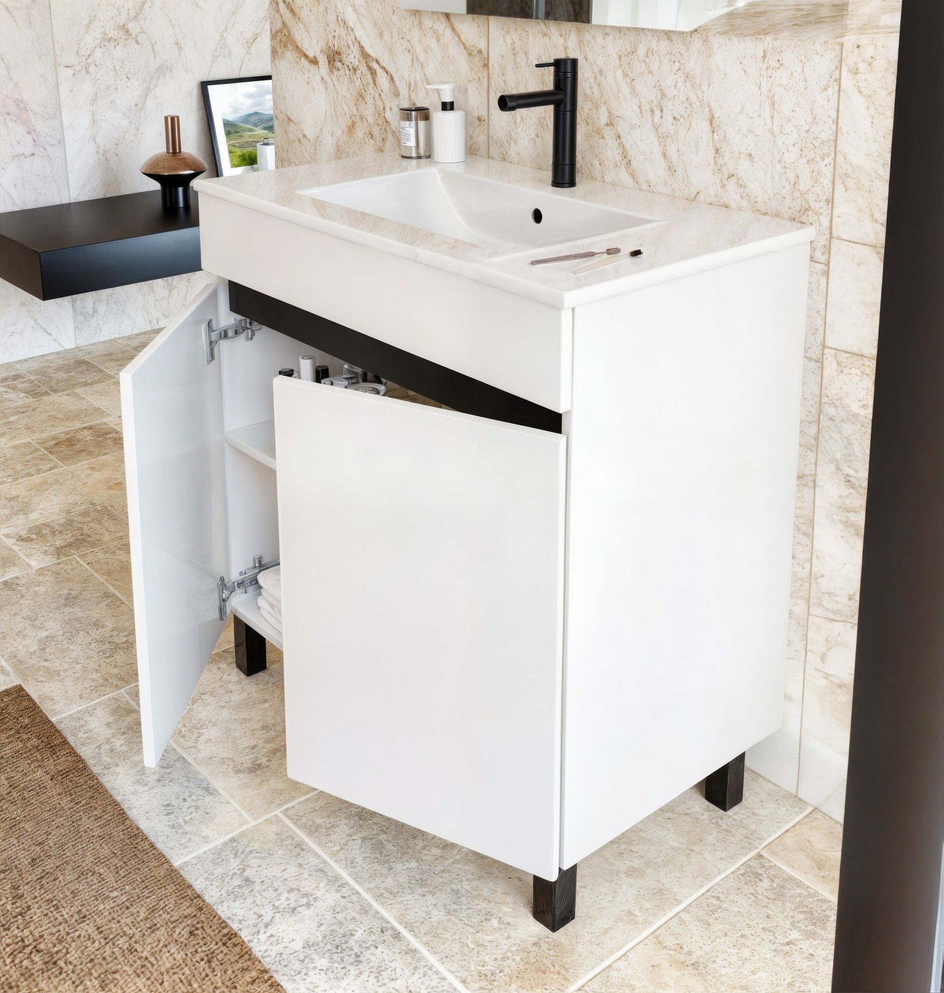 CONJUNTO MÓVEL ECO BRANCO/ PRETO 80CM