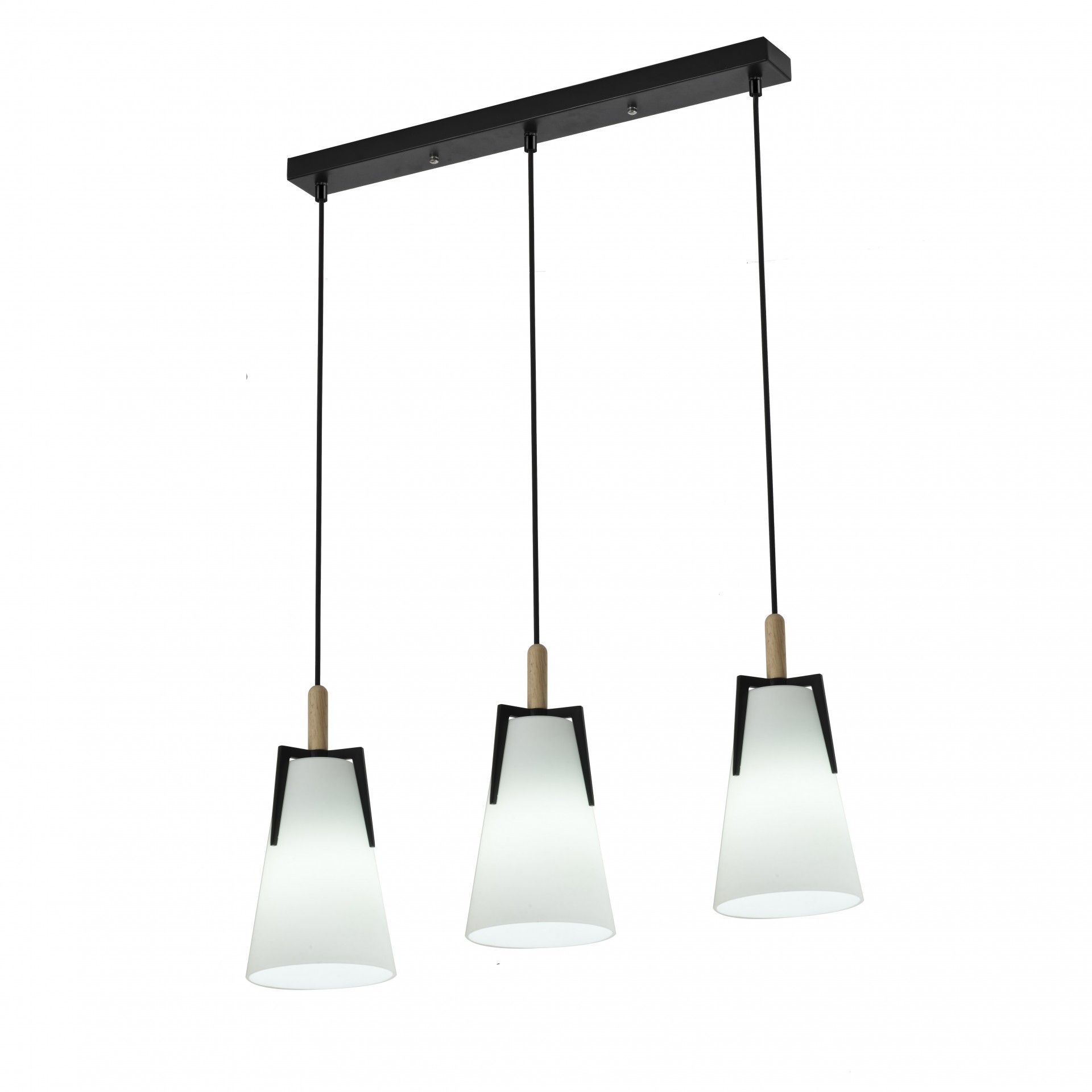 SUSPENSÃO OMIS 3XE27 VIDRO PRETO FOSCO