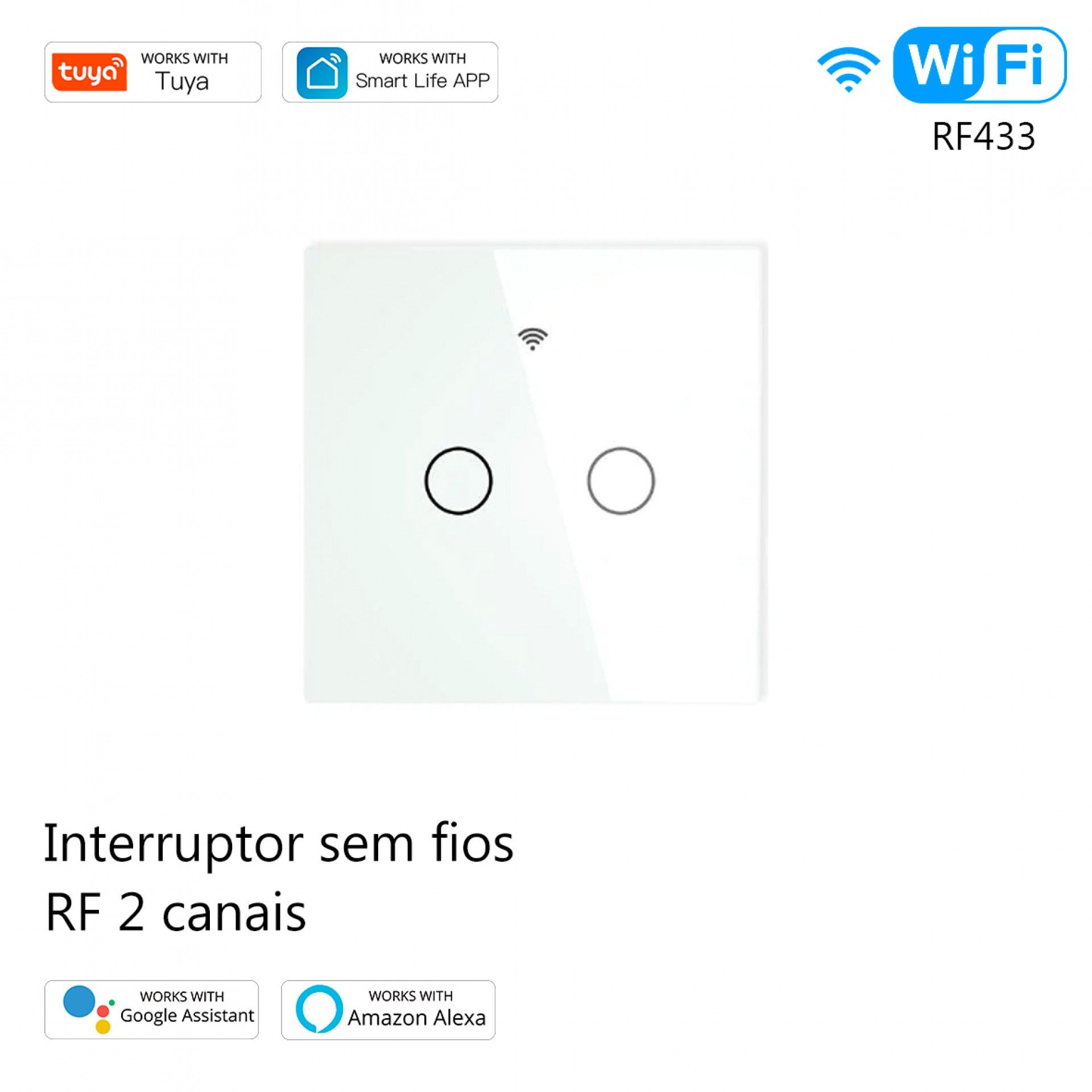 Interruptor Luz 2 Canais Zigbee