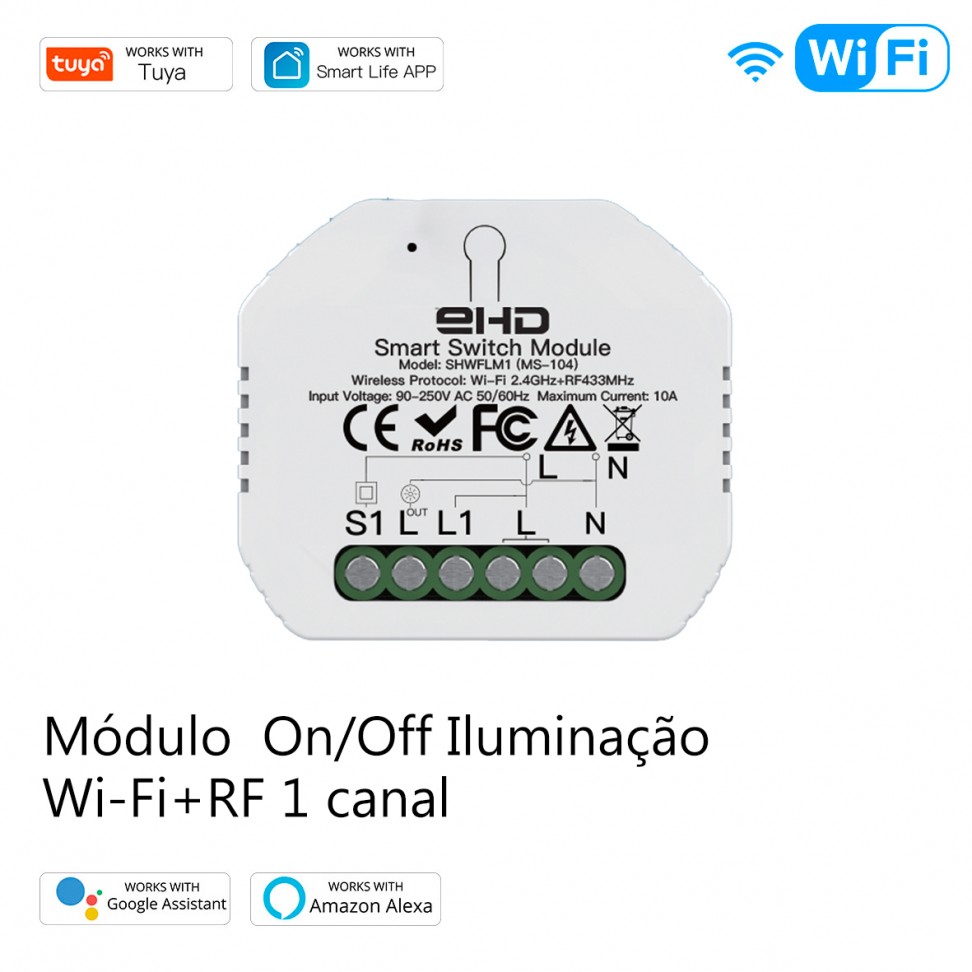 M�dulo 1 Canal Wifi+Rf433