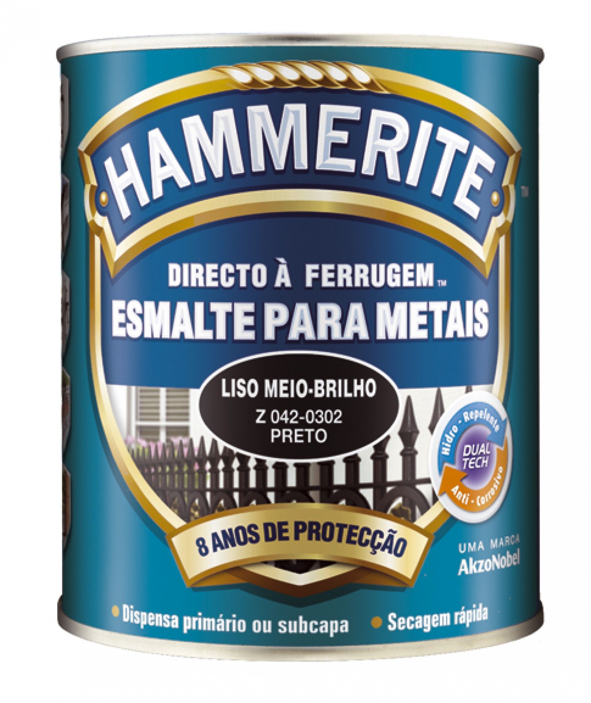 Esmalte Hammerite Meio Brilho Antiox Preto 0,75l
