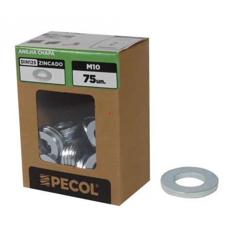 Anilha Chapa DIN125 Zinco M10 - Caixa 75