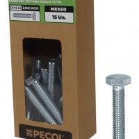 Parafuso Sextavado Rosca Total DIN933 8.8 Zinco M8X60 - Caixa15