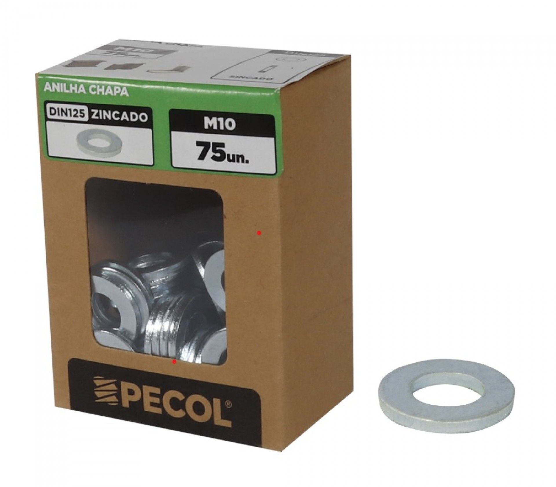 Anilha Chapa DIN125 Zinco M10 - Caixa 75