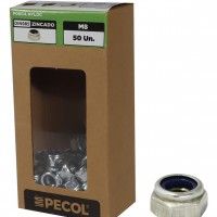 Porca Nyloc DIN985 Aço Zinco M8 - Caixa 50 Porca Nyloc DIN985 Aço Zinco M8 - Caixa 50