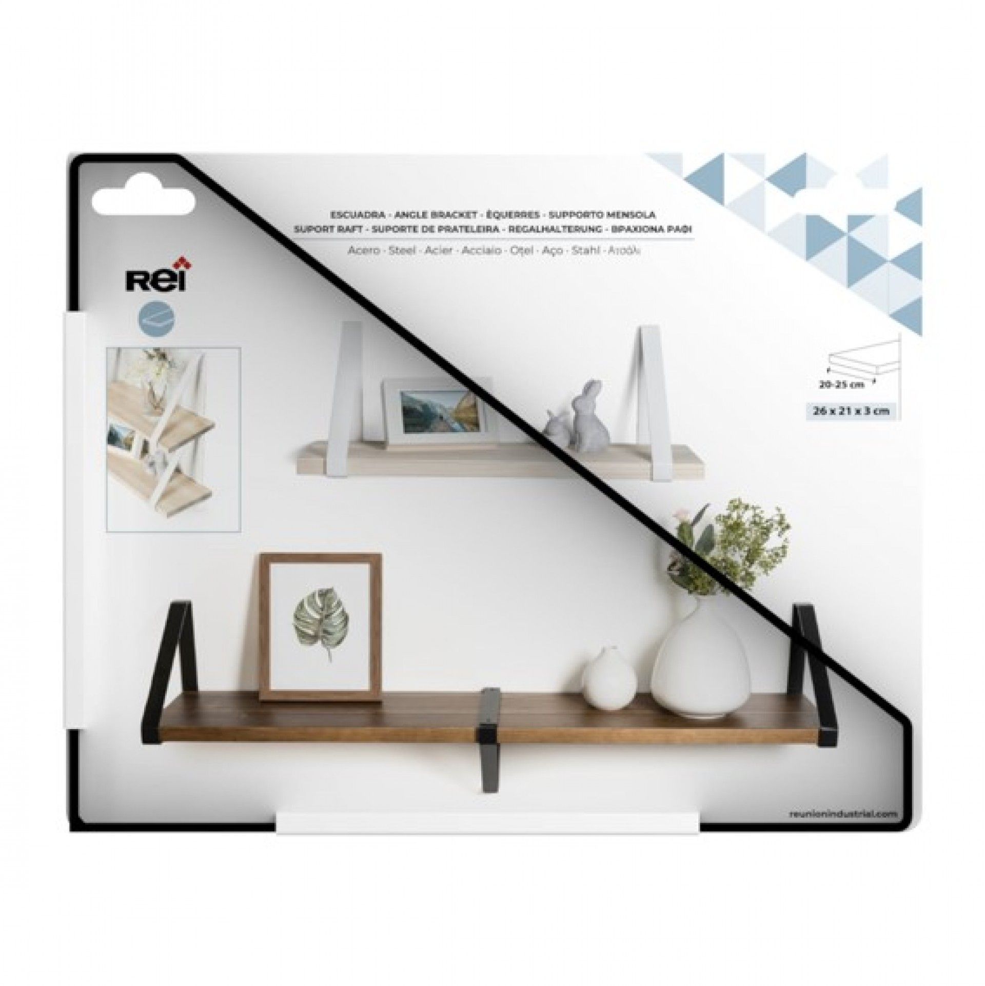 SUPORTE PRATELEIRA TRIÂNGULAR PRETO 25x20CM 30KG