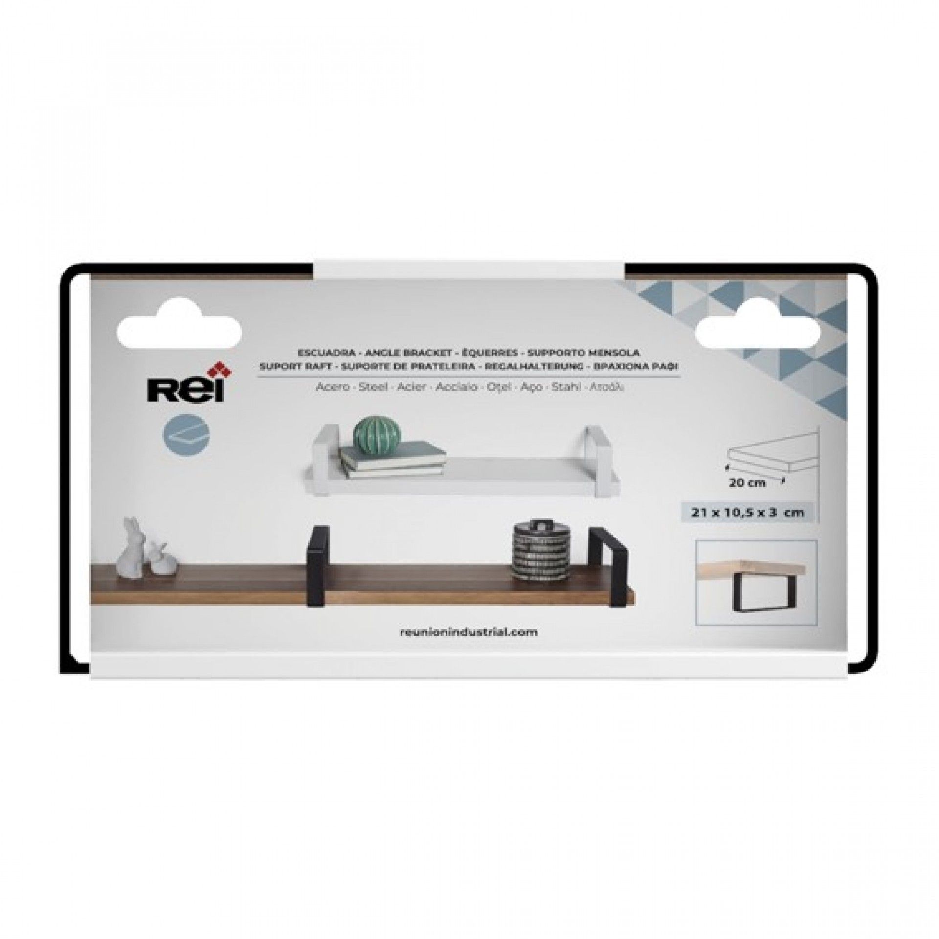 SUPORTE PRATELEIRA RETÂNGULAR PRETO 20x10CM 30KG