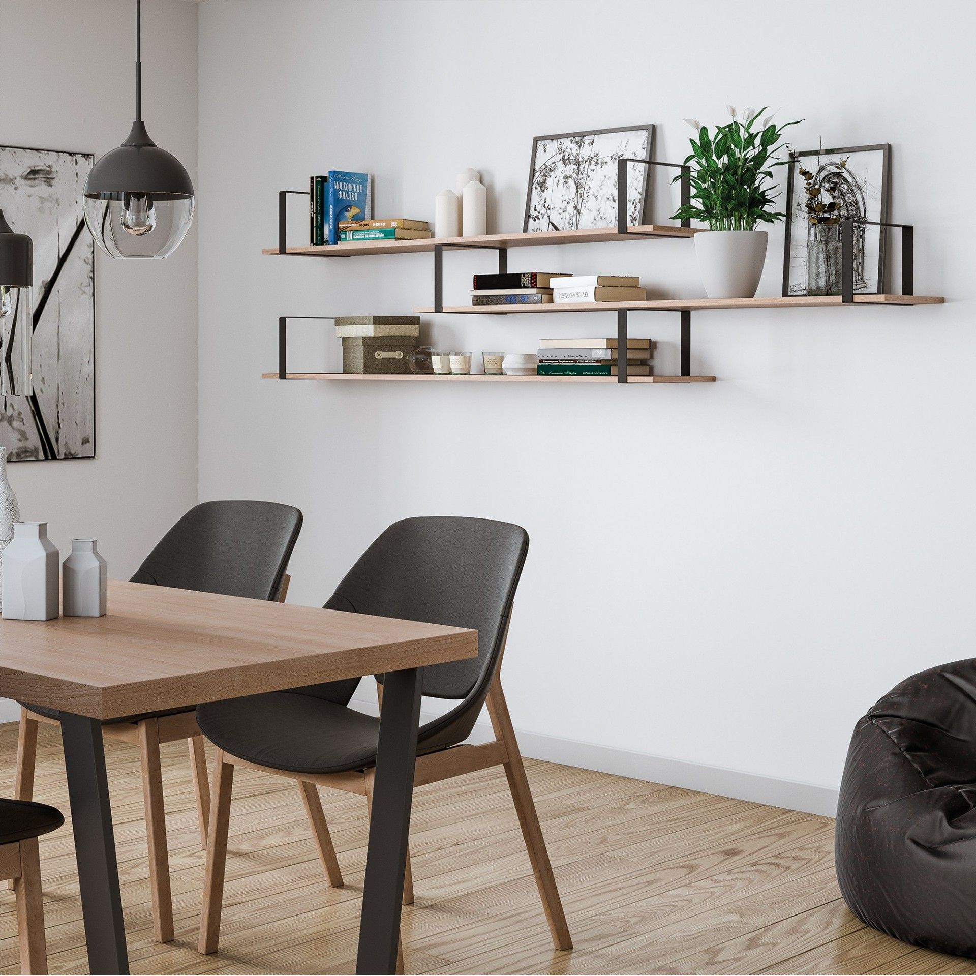 SUPORTE PRATELEIRA RETÂNGULAR PRETO 20x30CM 30KG