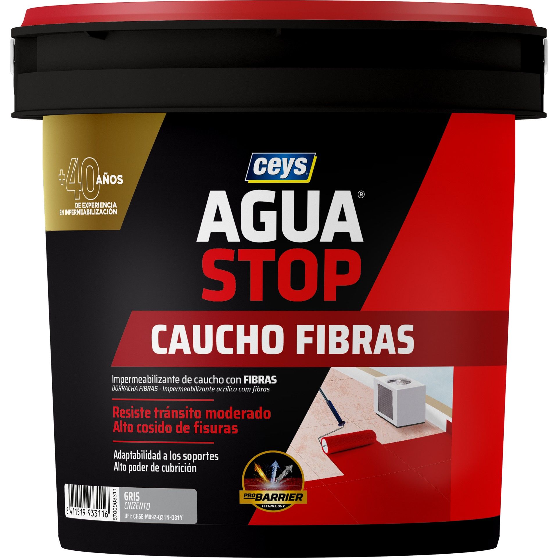 Aguastop Borracha Acrílica Fibras Cinza 1Kg