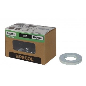 Anilha Chapa DIN125 Zinco M6 - Caixa 100