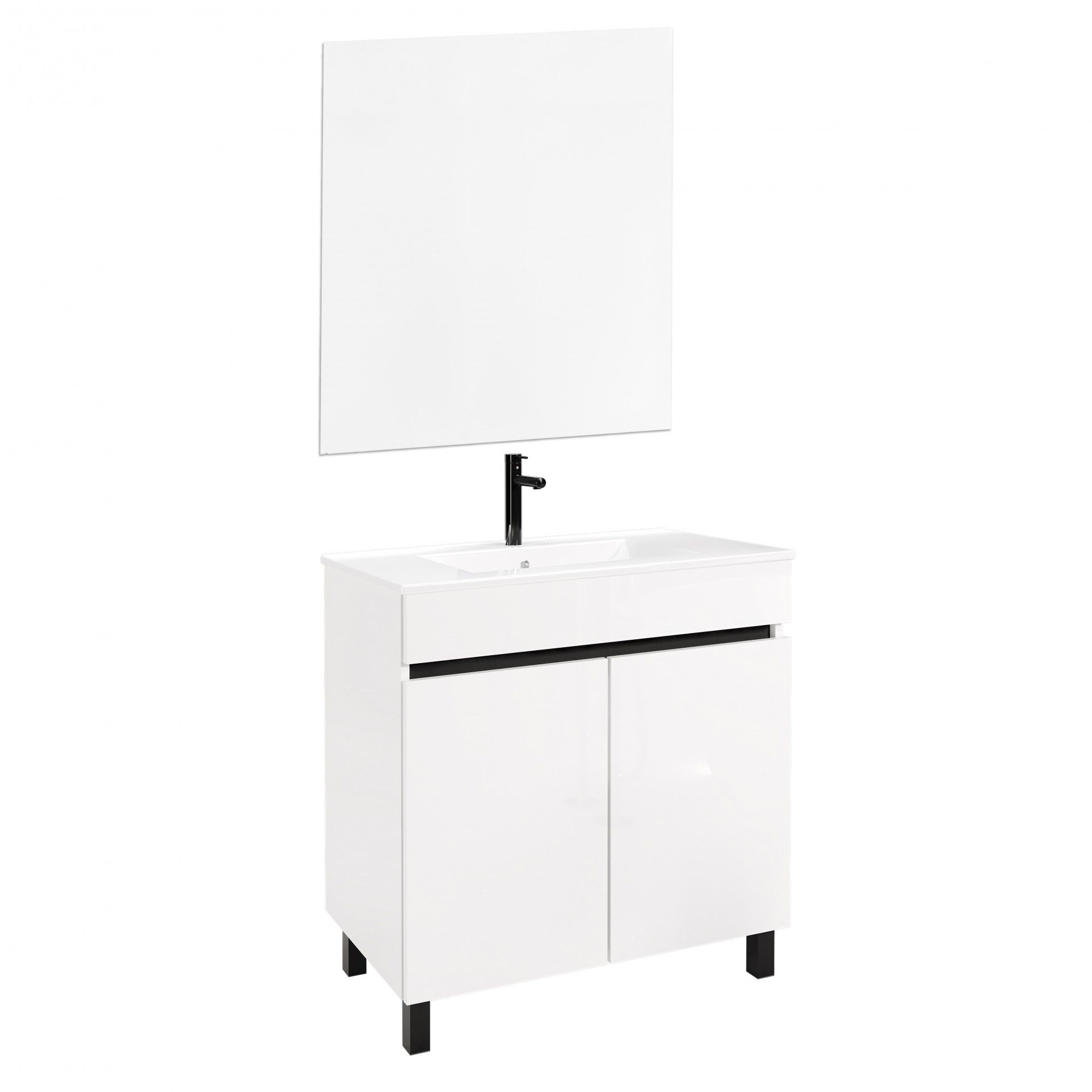 CONJUNTO MÓVEL ECO BRANCO/ PRETO 80CM