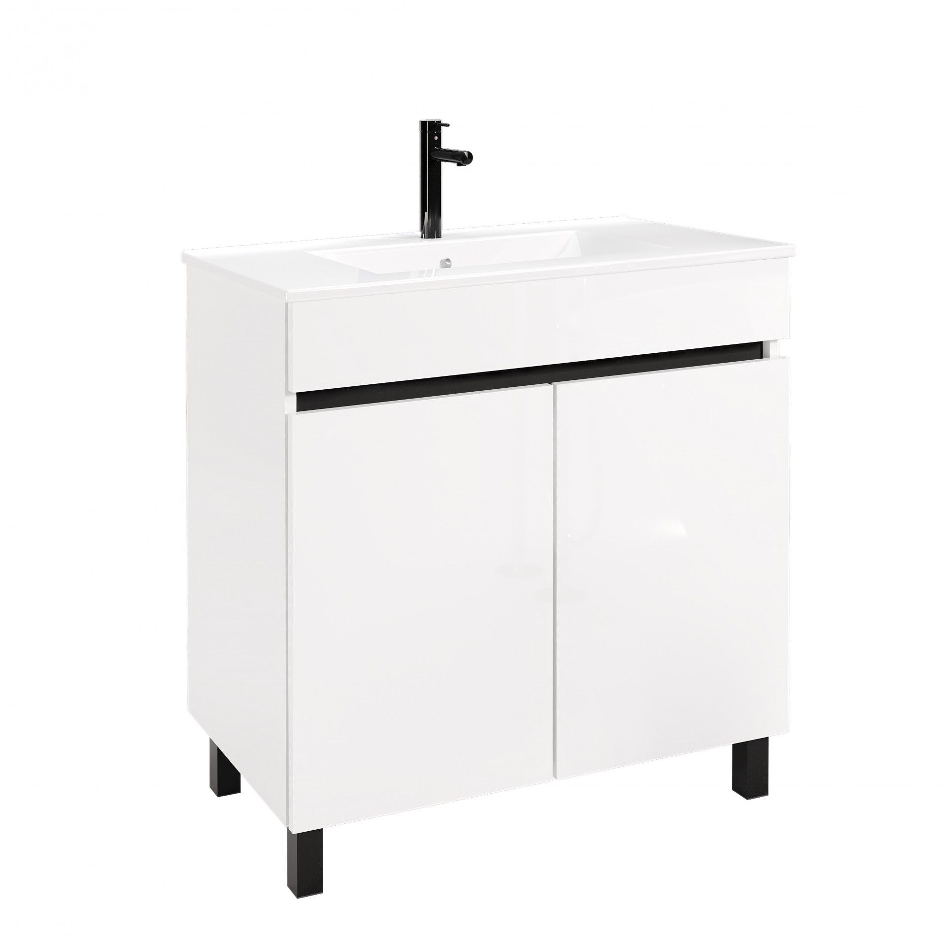 CONJUNTO MÓVEL ECO BRANCO/ PRETO 80CM