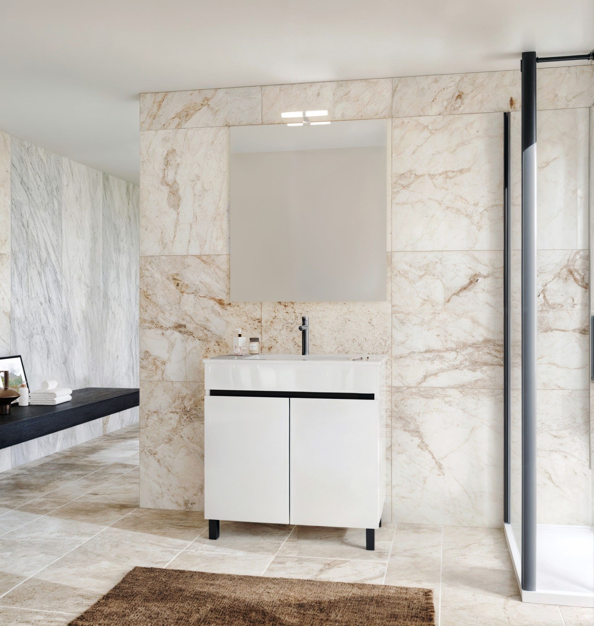 CONJUNTO MÓVEL ECO BRANCO/ PRETO 80CM