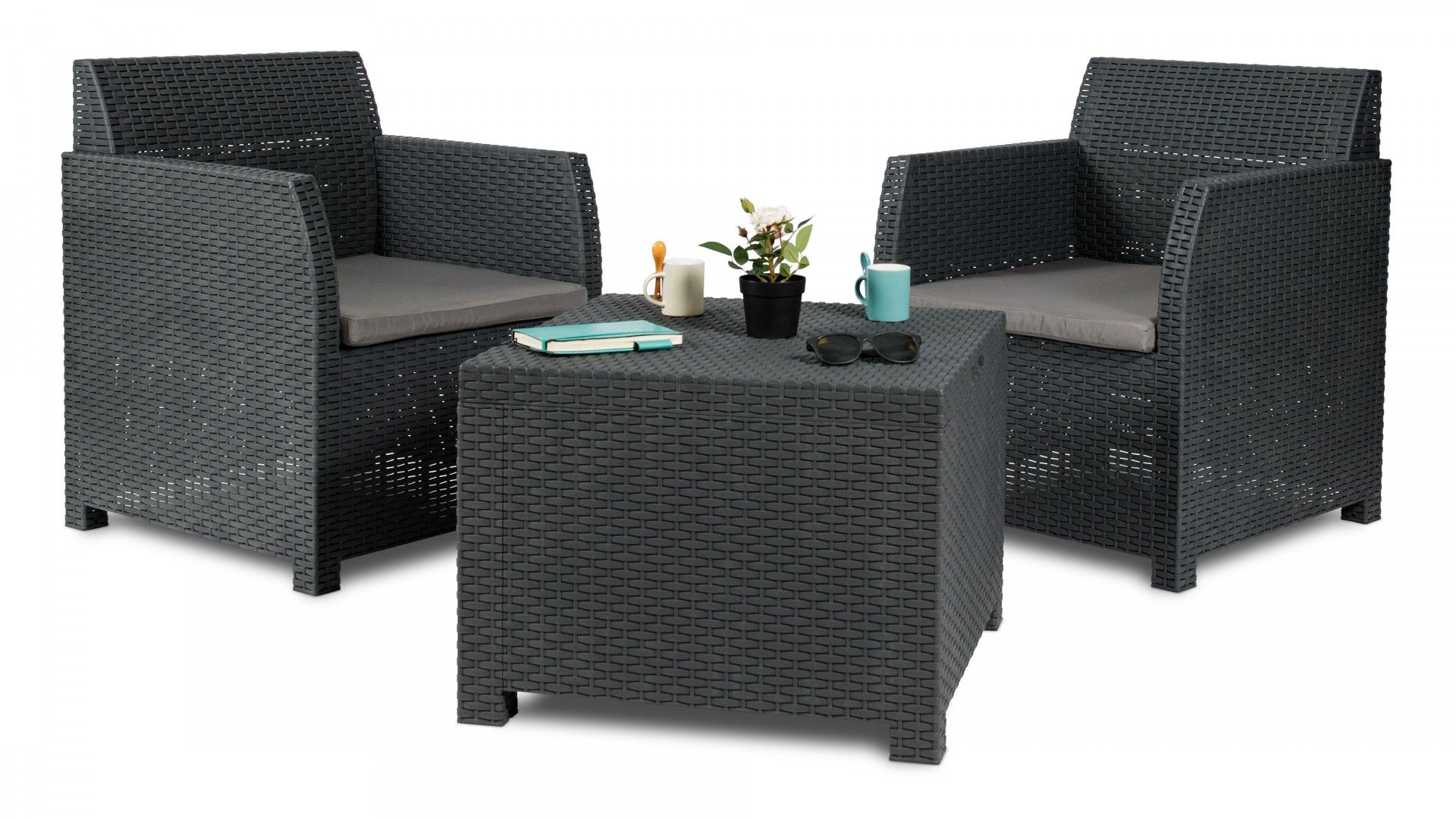 Conjunto Rattan Artemide Antracite 2 Lugares