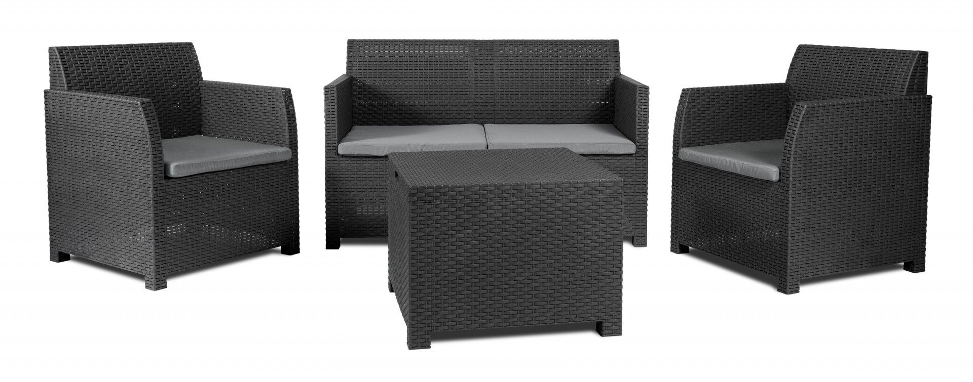 Conjunto Rattan Artemide Antracite 4 Lugares