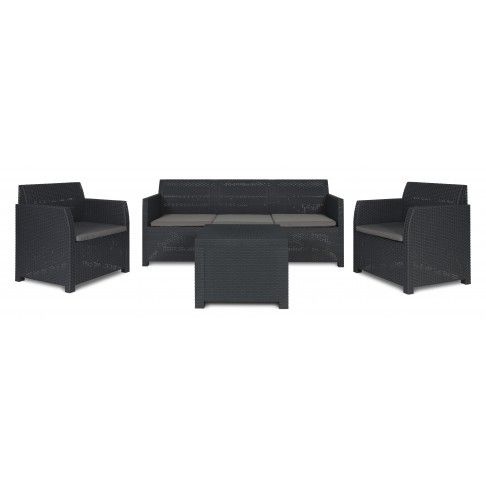 Conjunto Rattan Artemide Antracite 5 Lugares