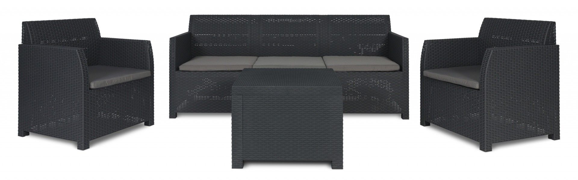 Conjunto Rattan Artemide Antracite 5 Lugares