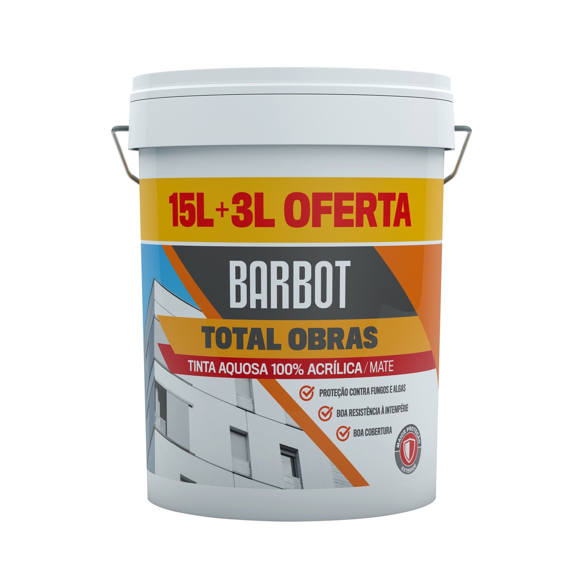 Tinta Total Obras 100% Acrílica Exterior Mate Branca 15+3L