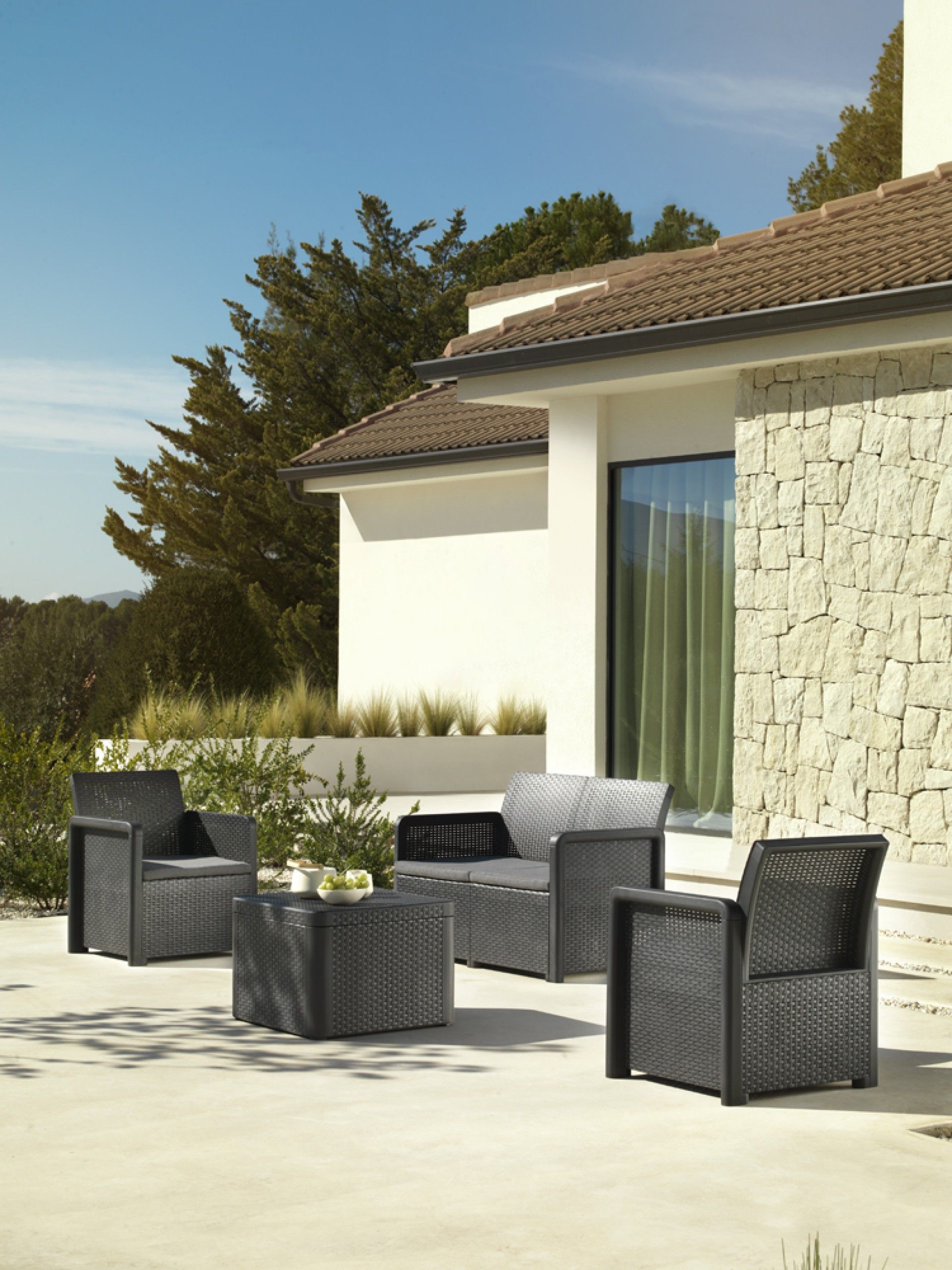 CONJUNTO NASSAU STORAGE GRAFITO 4 LUGARES