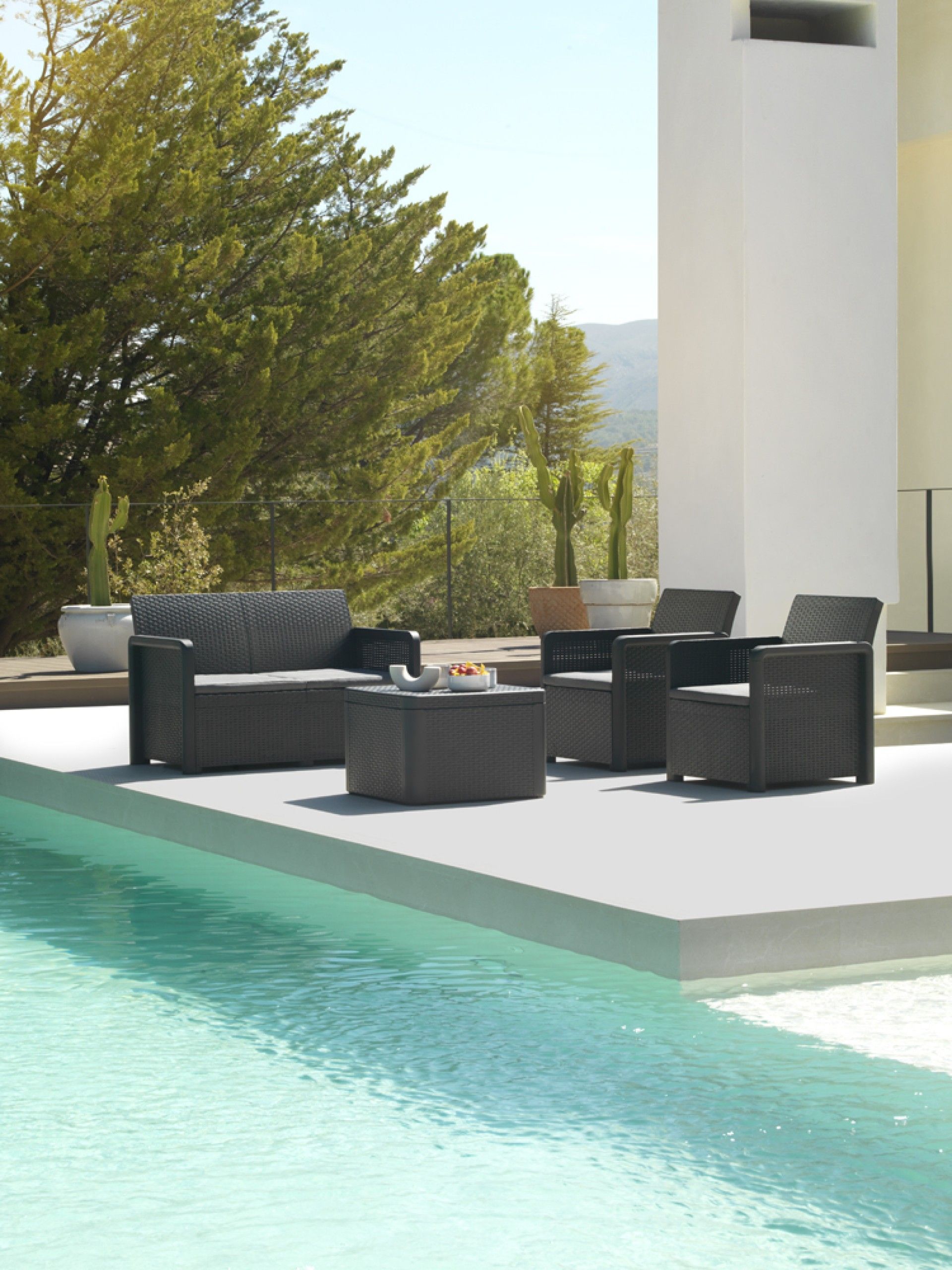 CONJUNTO NASSAU STORAGE GRAFITO 4 LUGARES