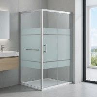 Cabine Ibiza 140x80cm Vidro Listado com Toalheiro Cabine Ibiza 140x80cm Vidro Listado com Toalheiro