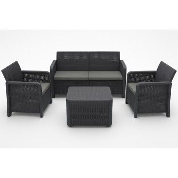 CONJUNTO NASSAU STORAGE GRAFITO 4 LUGARES