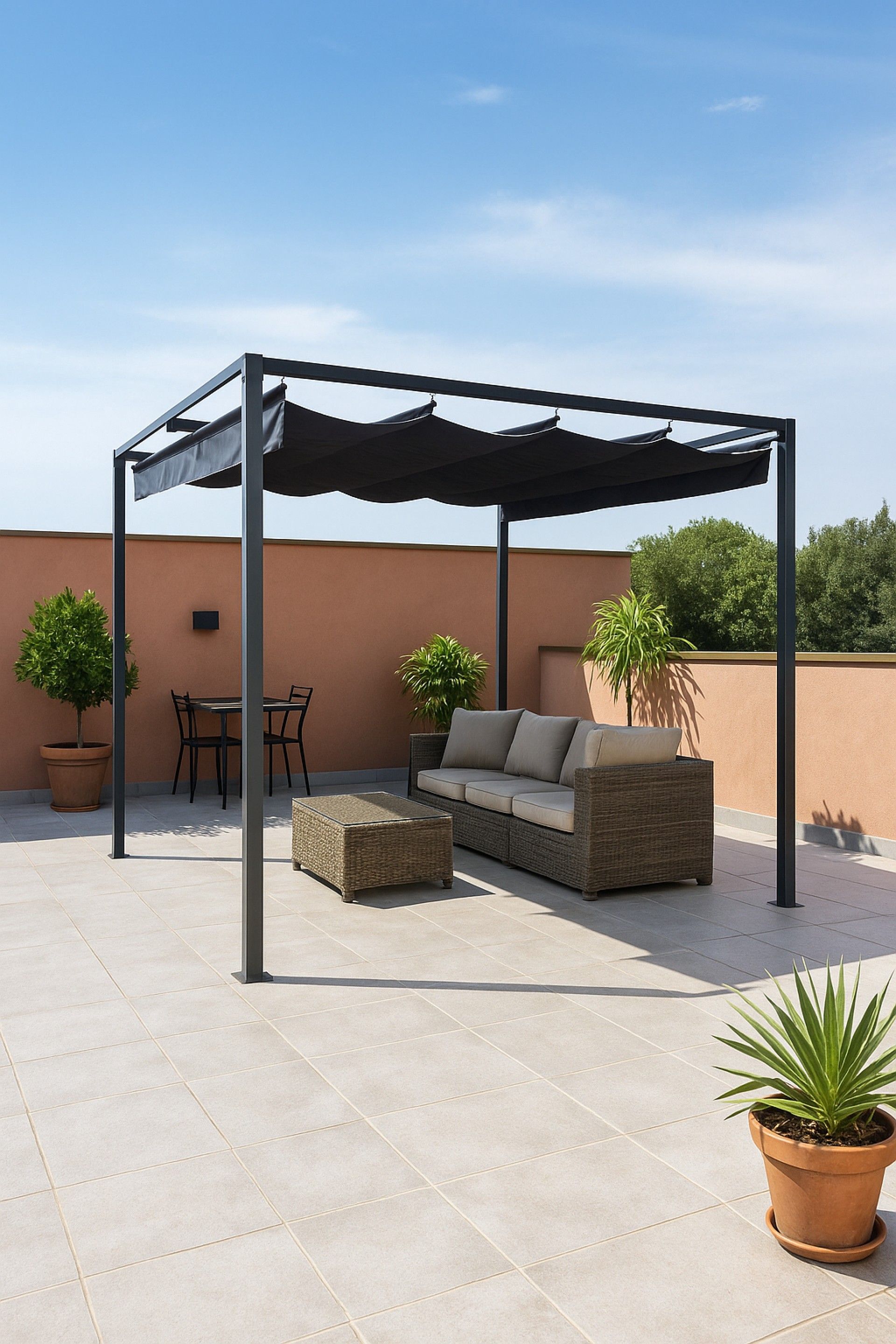 PÉRGOLA  METAL 3X3M CINZA COBERTURA DESLIZANTE