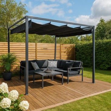 PRGOLA  METAL 3X3M CINZA COBERTURA DESLIZANTE