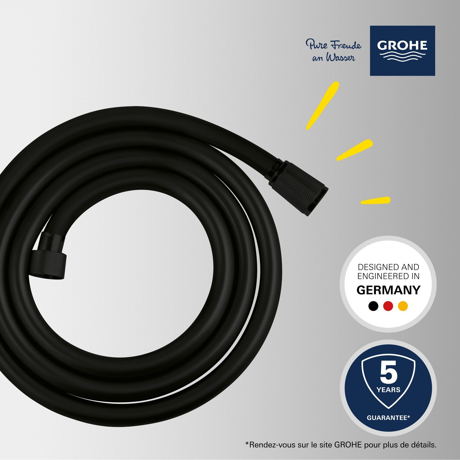 Ligação Chuveiro Pvc 1,75m Preto Mate Grohe