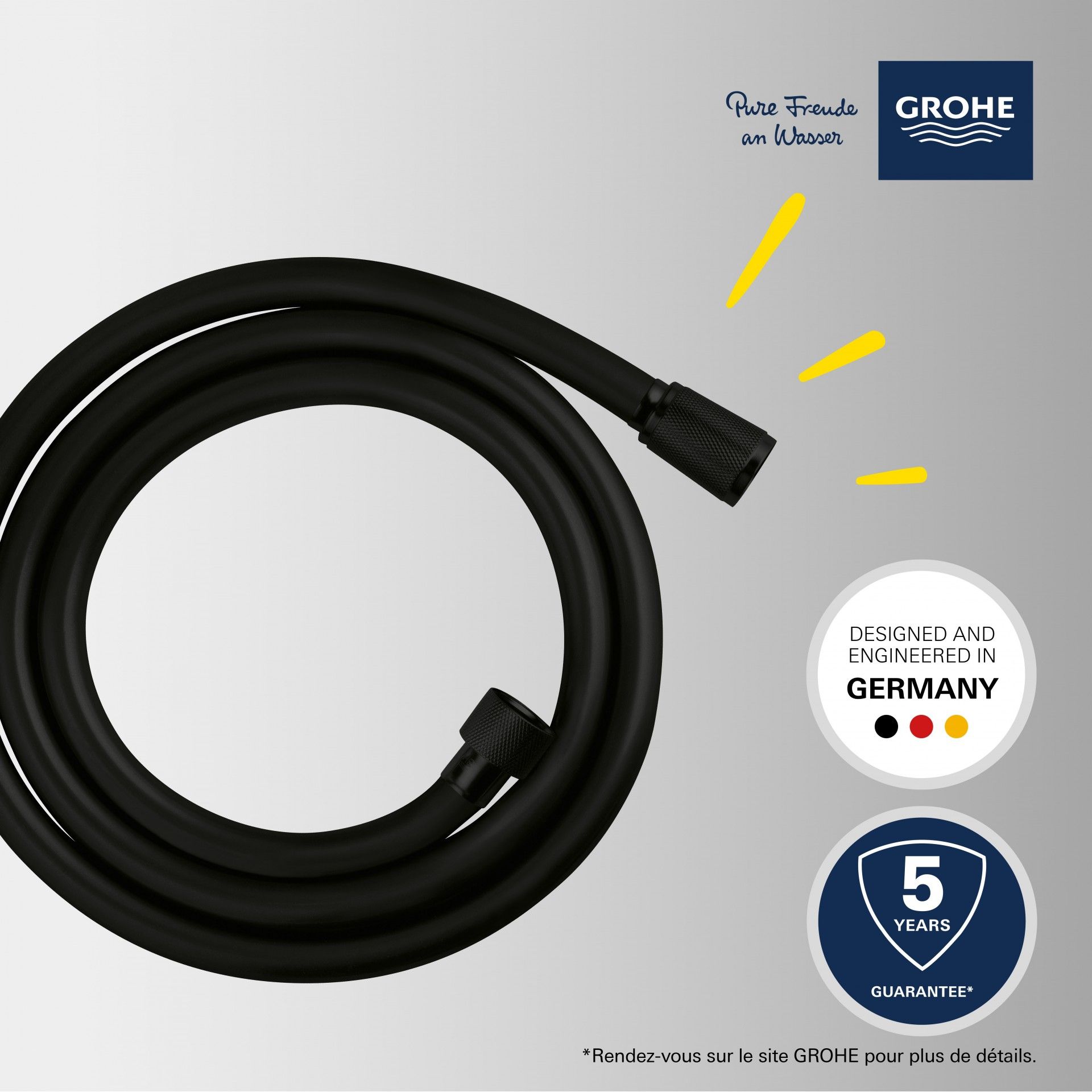 Ligação Chuveiro Pvc 1,50m Preto Mate Grohe