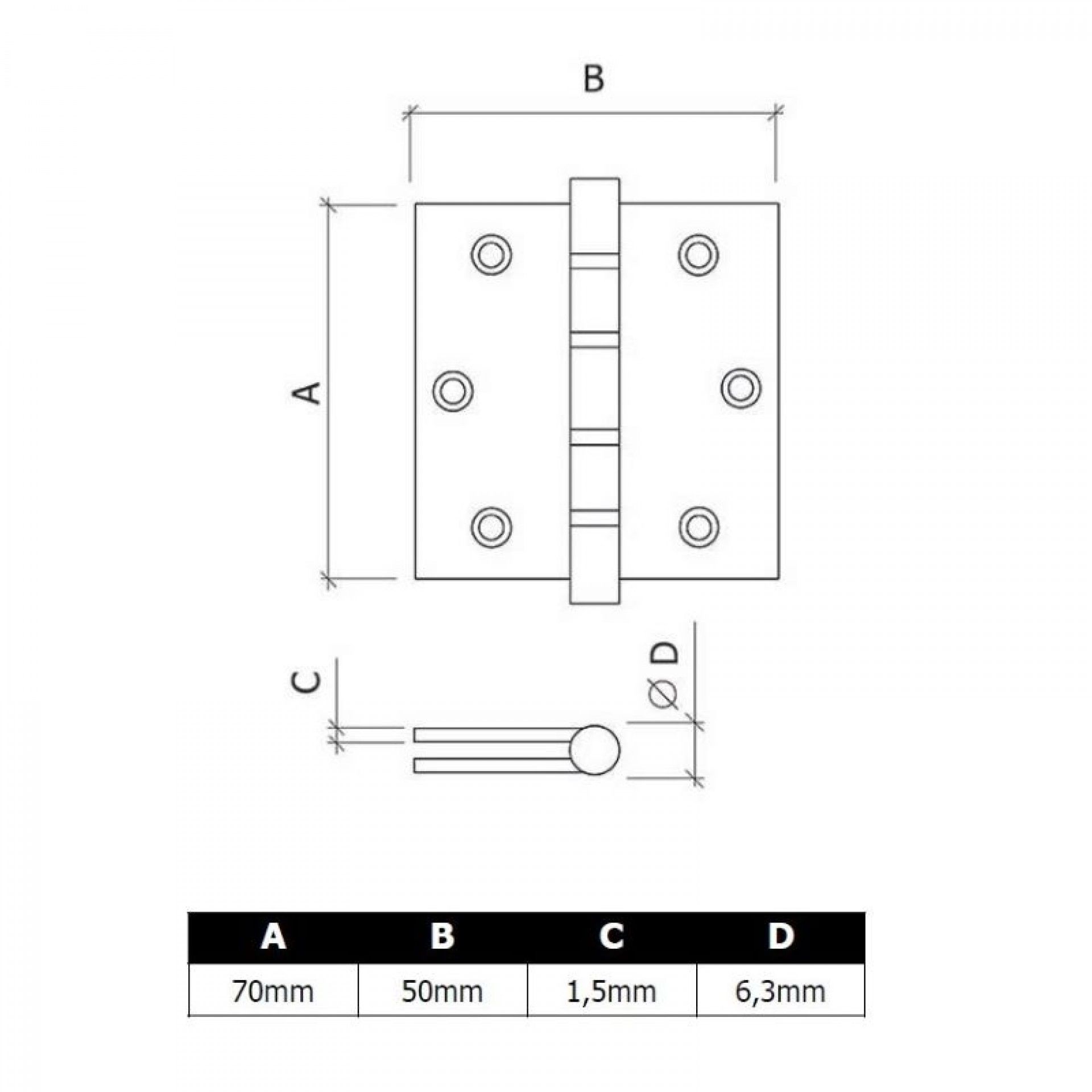 Dobradiça 70x50 cm Inox 2un
