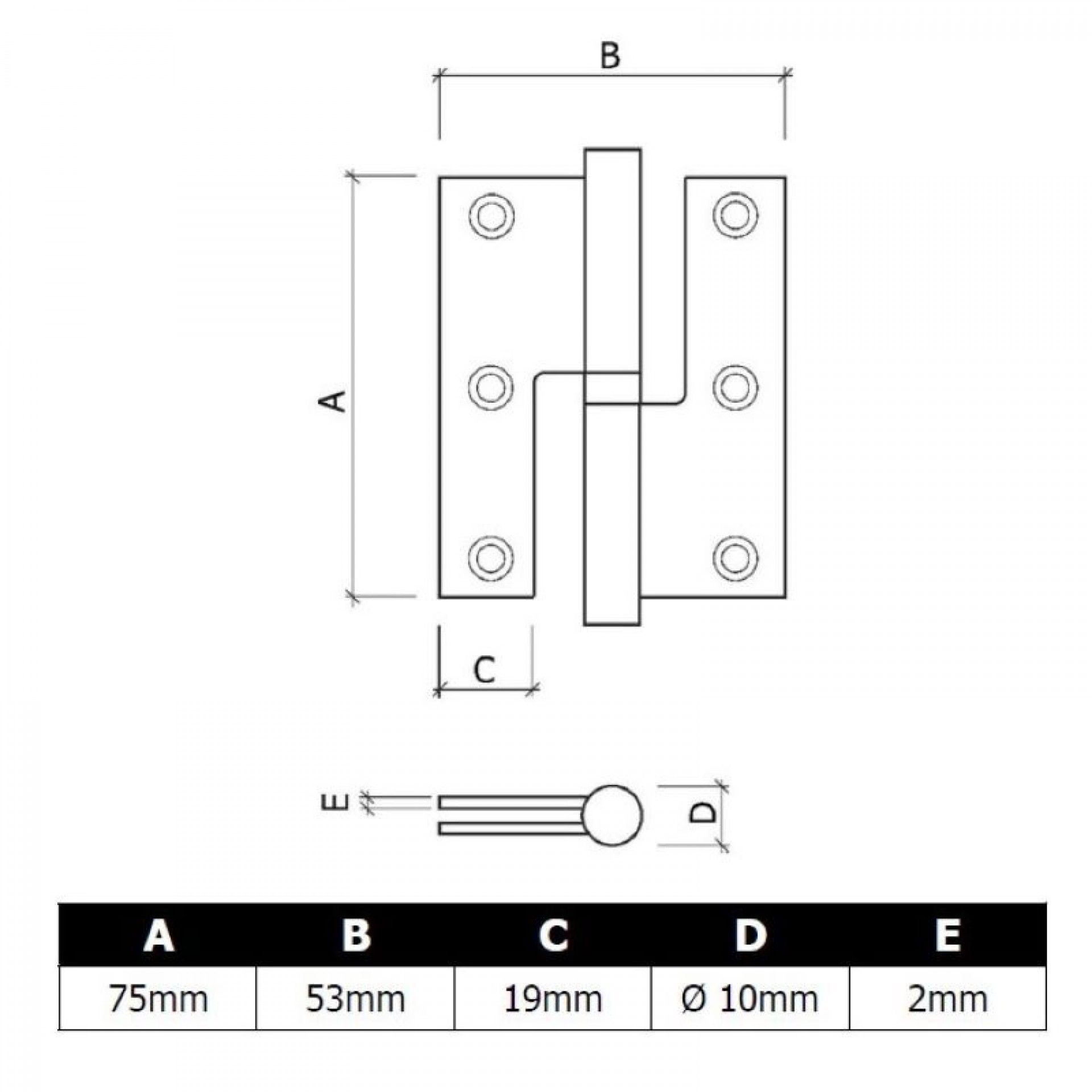 Dobradiça Direita 3" Inox 3un