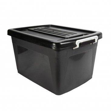Caixa Arrumao Com Tampa Preta 46lt 55x40x30cm