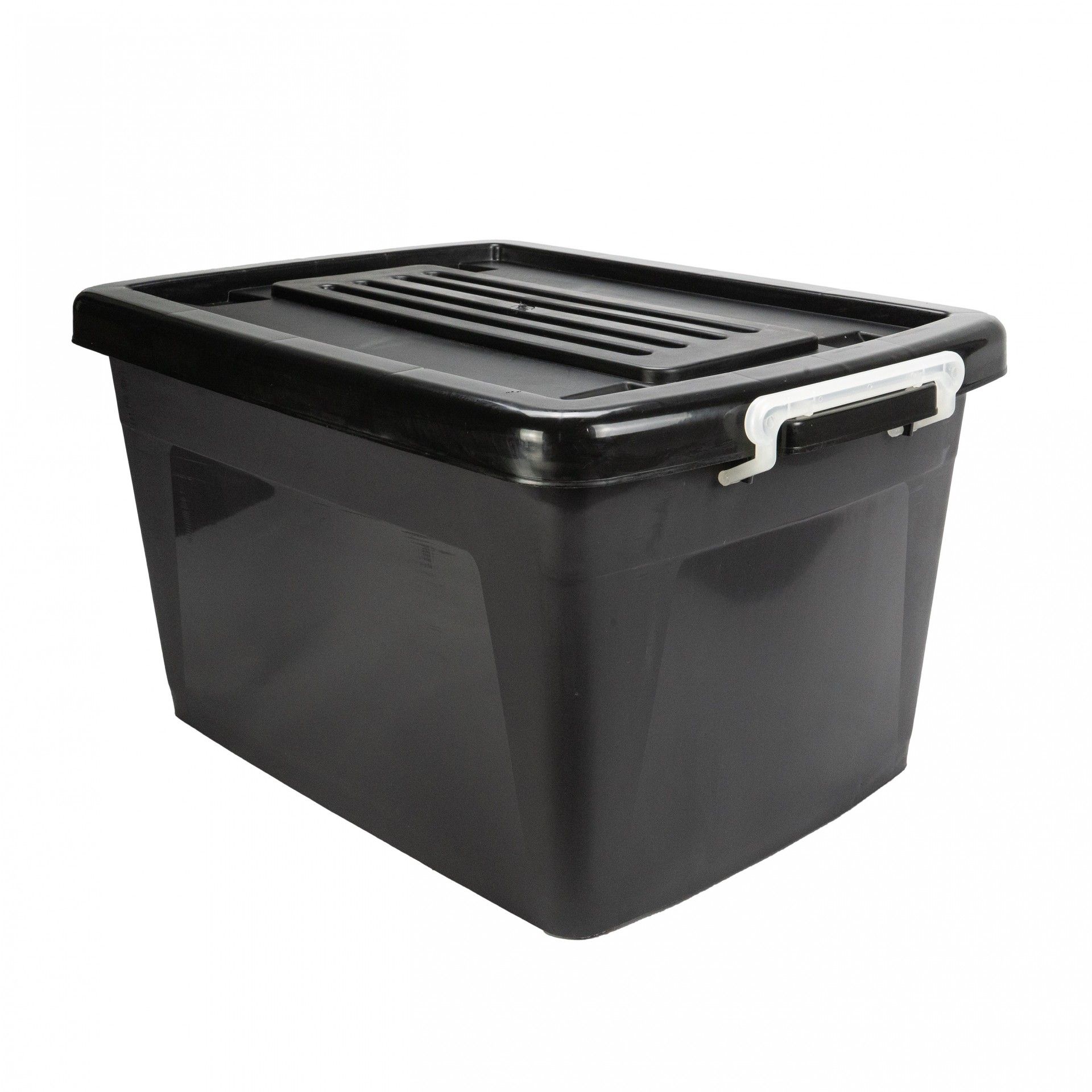 Caixa Arrumação Com Tampa Preta 46lt 55x40x30cm
