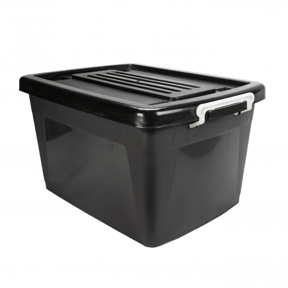 Caixa Arrumação com Tampa Preta 46L 55x40x30cm Caixa Arrumação com Tampa Preta 46L 55x40x30cm