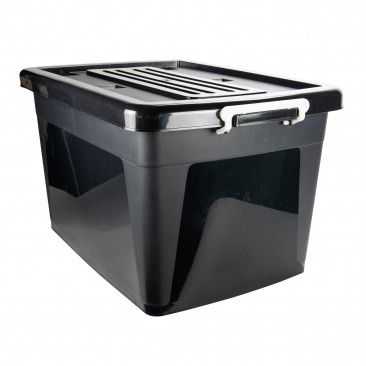 Caixa Arrumao Com Tampa Preta 75lt 65x45x37cm