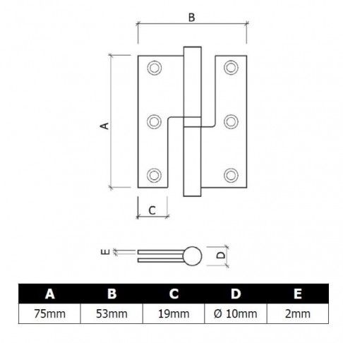 Dobradiça Direita 3" Inox 3un Dobradiça Direita 3" Inox 3un