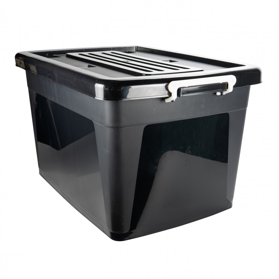 Caixa Arrumação com Tampa Preta 75L 65x45x37cm Caixa Arrumação com Tampa Preta 75L 65x45x37cm