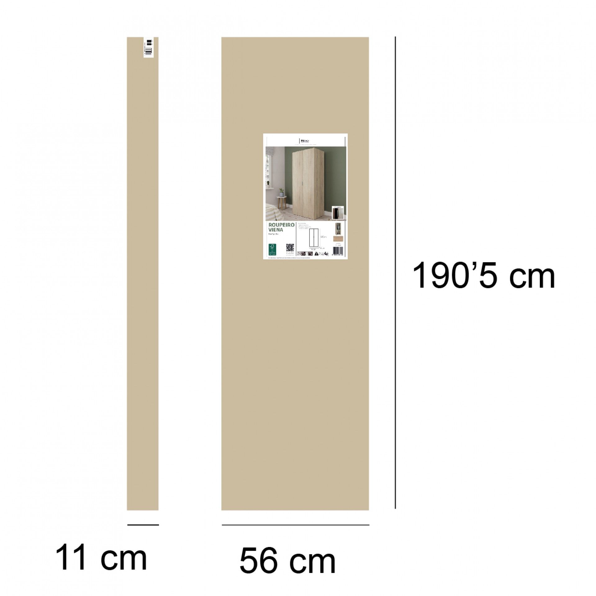 Roupeiro Viena 180x79x52cm Carvalho