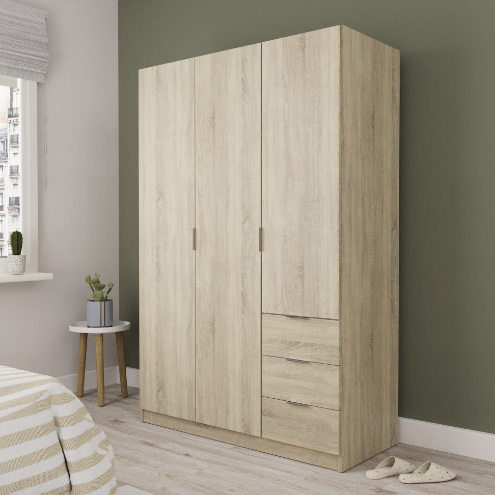 Roupeiro Madrid 180x120x50cm Carvalho