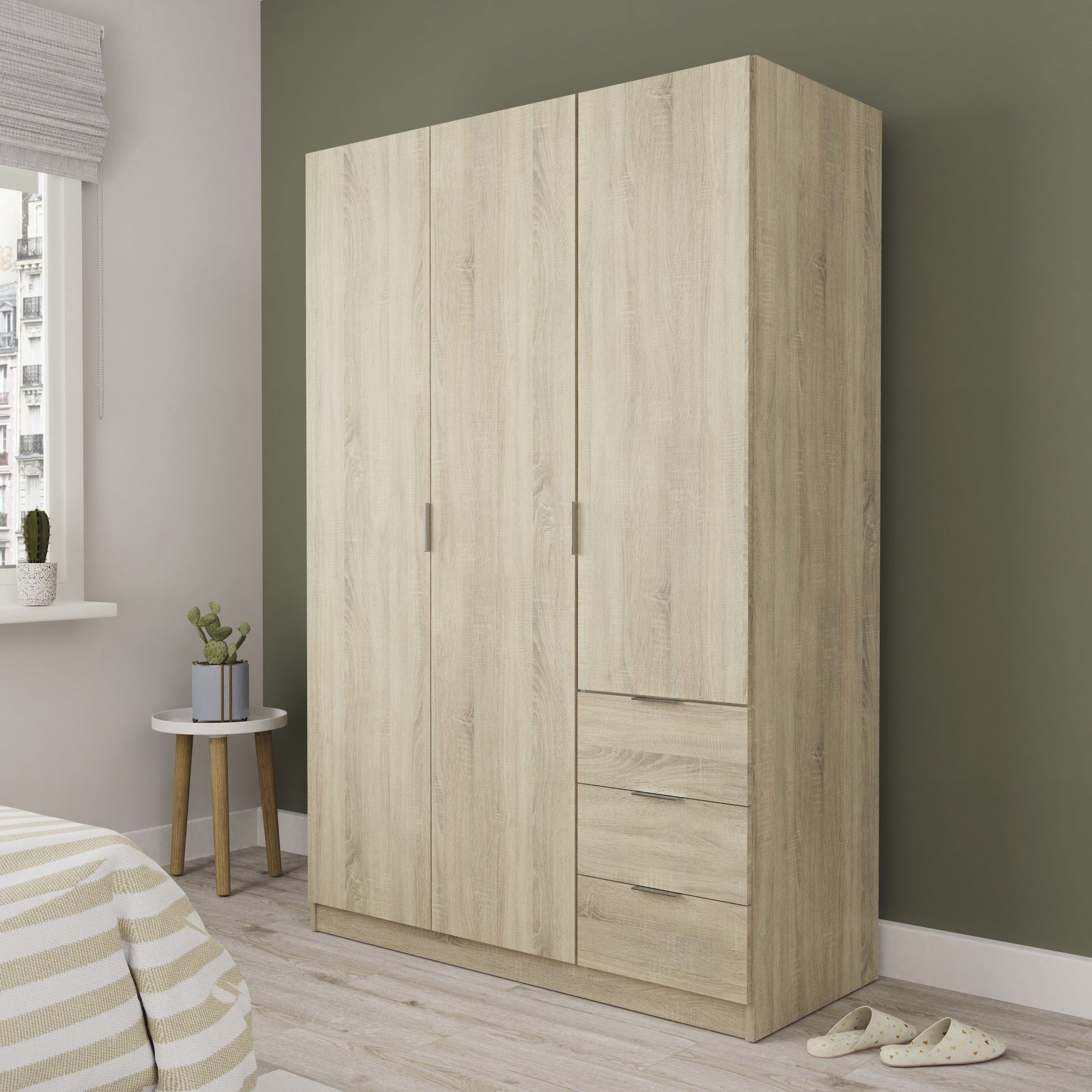 Roupeiro Madrid 180x120x50cm Carvalho