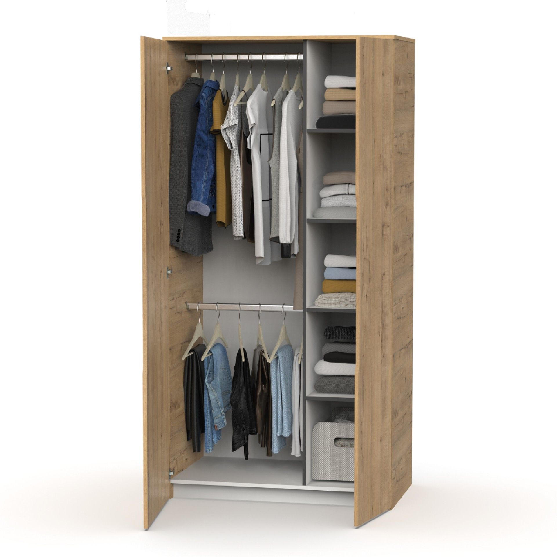 Roupeiro Berlim 200x100x57cm Carvalho Gold