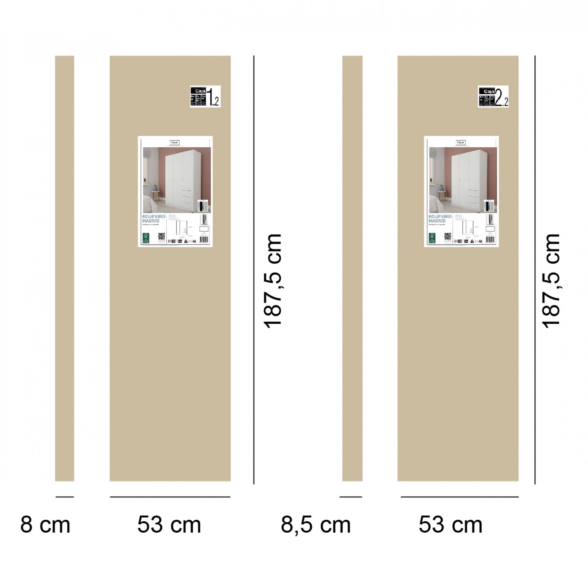 Roupeiro Madrid 180x120x50cm Branco