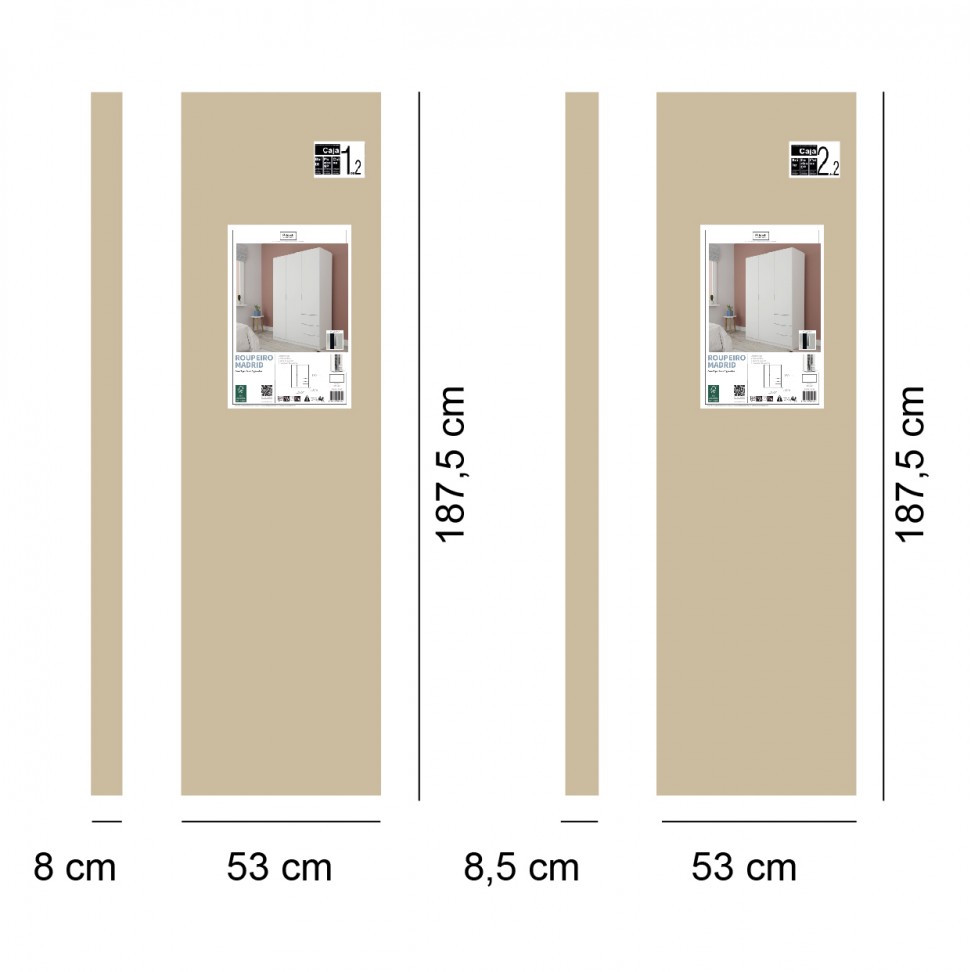 Roupeiro Madrid 180x120x50cm Branco