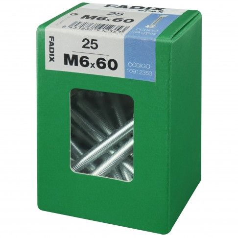 Parafuso Hexagonal+Porca Din933 M6x60mm L 25un Parafuso Hexagonal+Porca Din933 M6x60mm L 25un