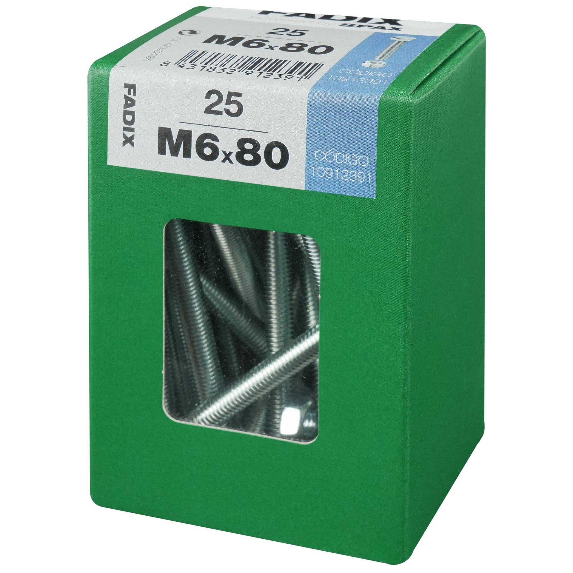 Parafuso Hexagonal+Porca Din933 M6x80mm L 25un