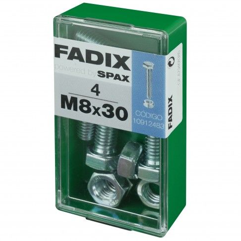 Parafuso Hexagonal+Porca Din933 M8x30mm S 4un Parafuso Hexagonal+Porca Din933 M8x30mm S 4un