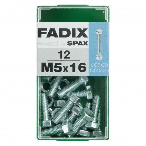 Parafuso Hexagonal+Porca Din933 M5x16mm S 12un Parafuso Hexagonal+Porca Din933 M5x16mm S 12un